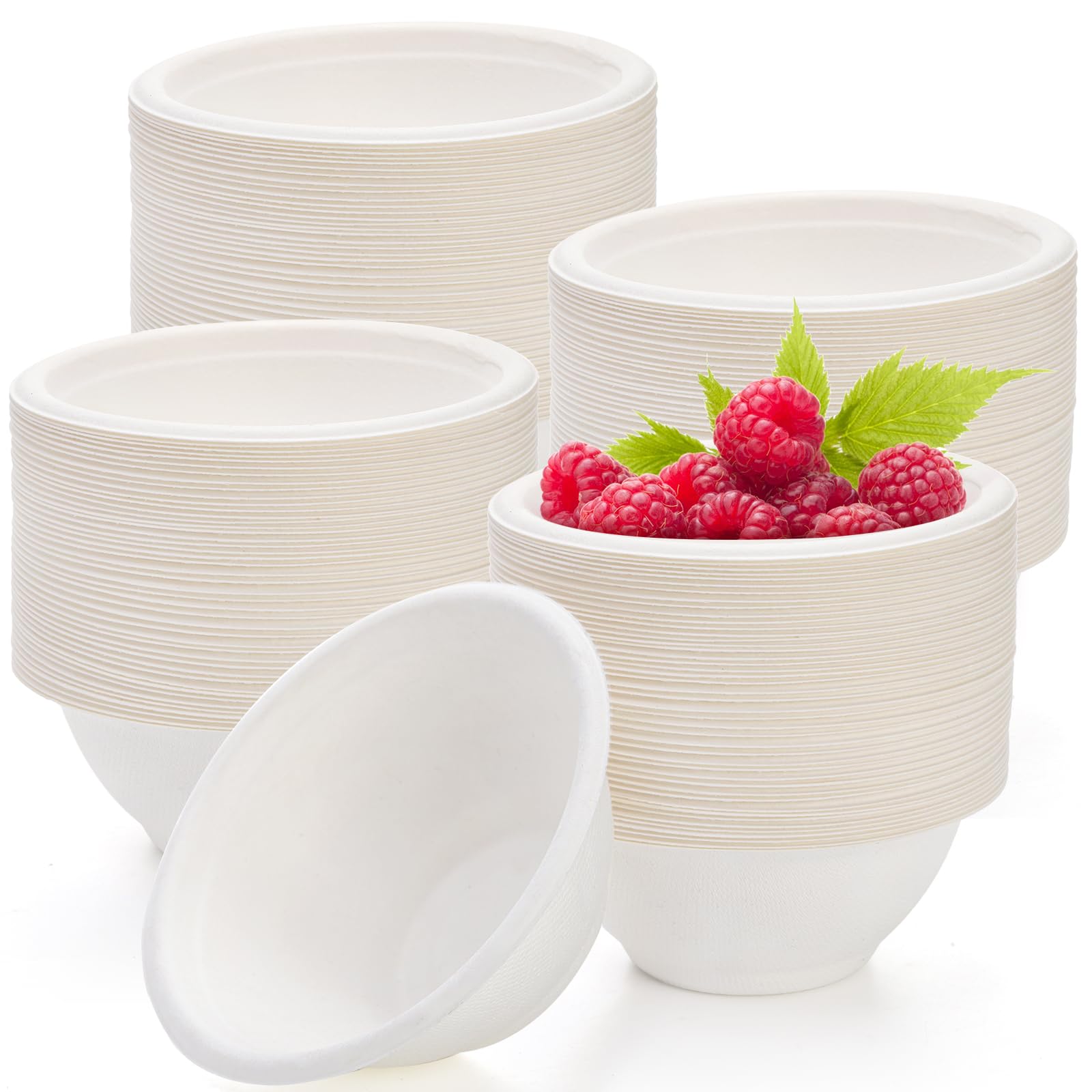 Photo 1 of Yesland 250 Pack 8 oz Natural Biodegradable Sugarcane Bowls, White Small Disposable Paper Bowl Compostable Bagasse Soup Bowls, Microwave Chili Bowl for Salad, Dessert, Snack, Hot Soup