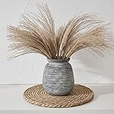 SIDUCAL Ceramic Rustic Farmhouse Flower Vase, Pottery Decorative Flower Vase for Home Decor, Table, Living Room Decoration, Shelf Decor, Mantel, 7.3 Inch, Black