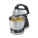 Hamilton Beach Classic Hand and Stand Mixer, 4 Quarts, 6 Speeds with QuickBurst, 290 Watts, Bowl Rest, Black and Stainless (64650),, Stand Mixer - Discontinued