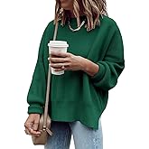 Imily Bela Womens Oversized Tunic Sweaters Fall Slouchy Long Sleeve Ribbed Knit Side Slit Pullover Jumper