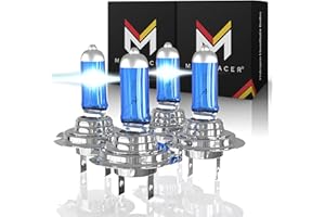 MEGA RACER Halogen H7 Headlight Bulb | Low Beam & High Beam Combo | 55W | 5000K White Car Headlight Bulbs | H7 Halogen Bulb | H7 Light Bulb Headlamp | Head Light for Car Headlights Bulbs Replacement (Pack of 4)