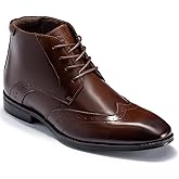 Holy dove Mens Dress Boots, Premium Leather Oxford Chukka in Coffee Brown, Non-Slip Waterproof Business Boots for Men (Size 12)
