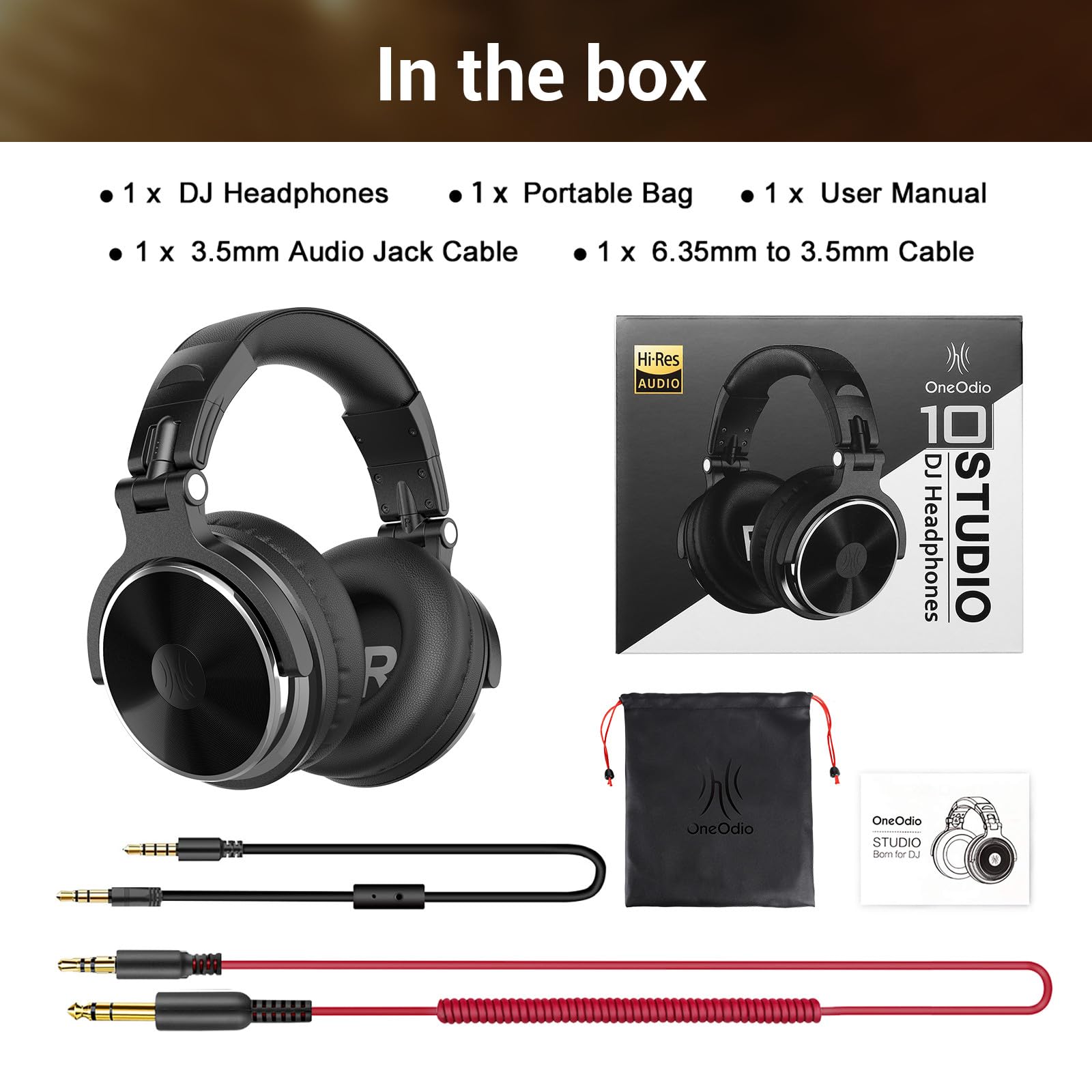 Studio Over-Ear Headphones With 32 Ohm - Detachable Cables For Recording, DJ, Podcast & Gaming
