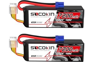 Socokin 6S Lipo Battery 22.2V 100C 7200mAh with EC5 Connector Soft Case RC Battery for Car Truck Tank Boat Associated Racing Hobby (2 Packs)