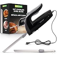 NutriChef Electric Carving Knife, 8.9'' Serrated Stainless-Steel Blades, Lightweight, Ergonomic Grip, Easy Blade Removal, Per