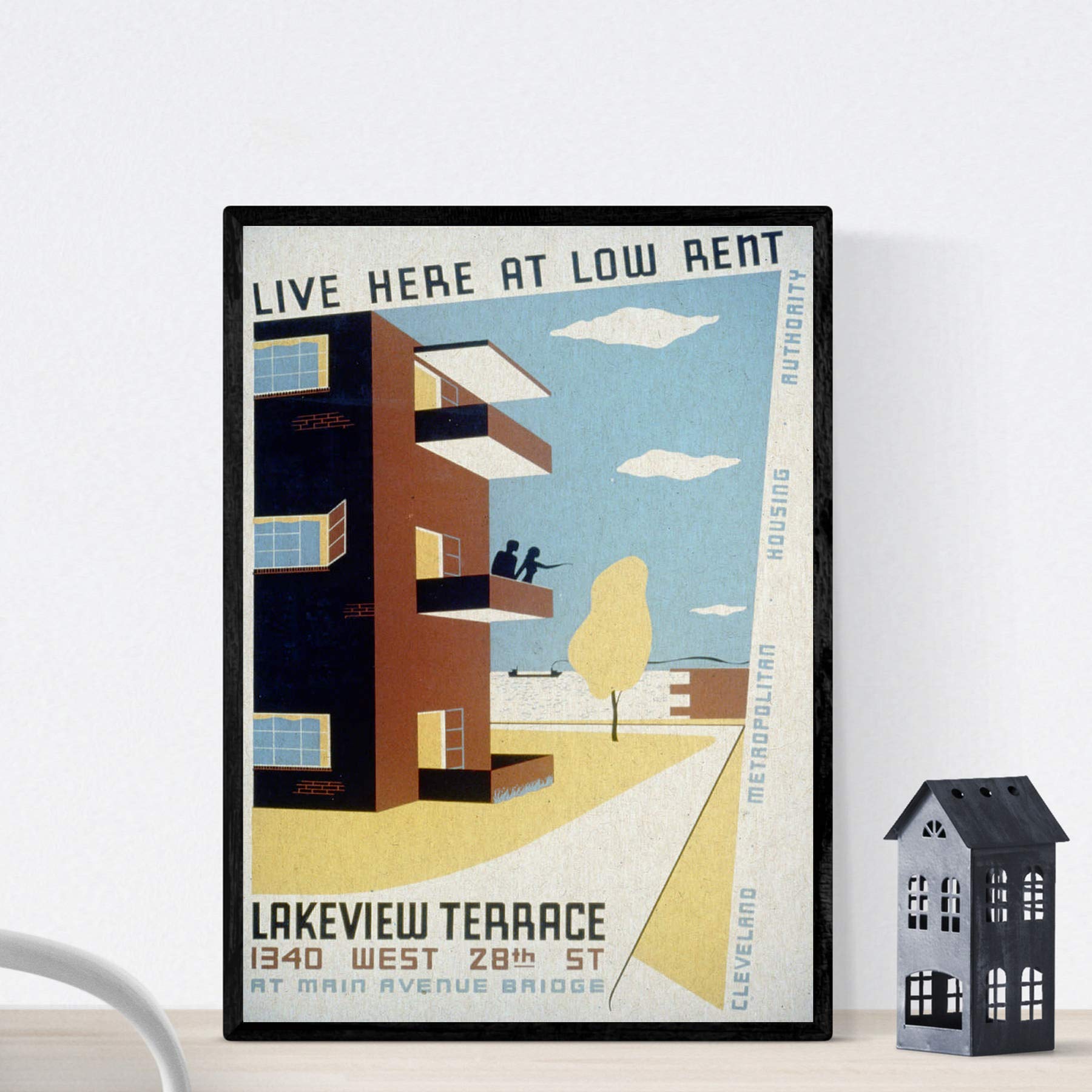 Nacnic Vintage Poster Vintage Poster Clevenland Flats in Lakeview. A4 size