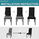 Granbest High Stretch Dining Chair Covers Set of 6 Black Jacquard Parson view 6