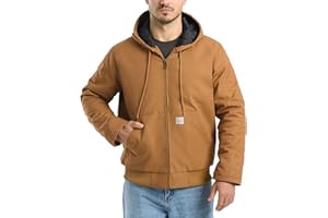 HISEA Men's Winter Work Jackets, Water Resistant Hooded Duck Canvas Coat, Loose Fit Insulated Utility Jacket with Pockets