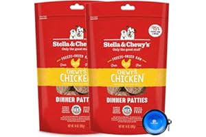 Stella & Chewy's Freeze Dried Raw Dinner Patties Dog Food 2 Pack (28oz Total) Bundle Including Hotspot Pet Travel Bowl - Made in The U.S.A (Chicken)