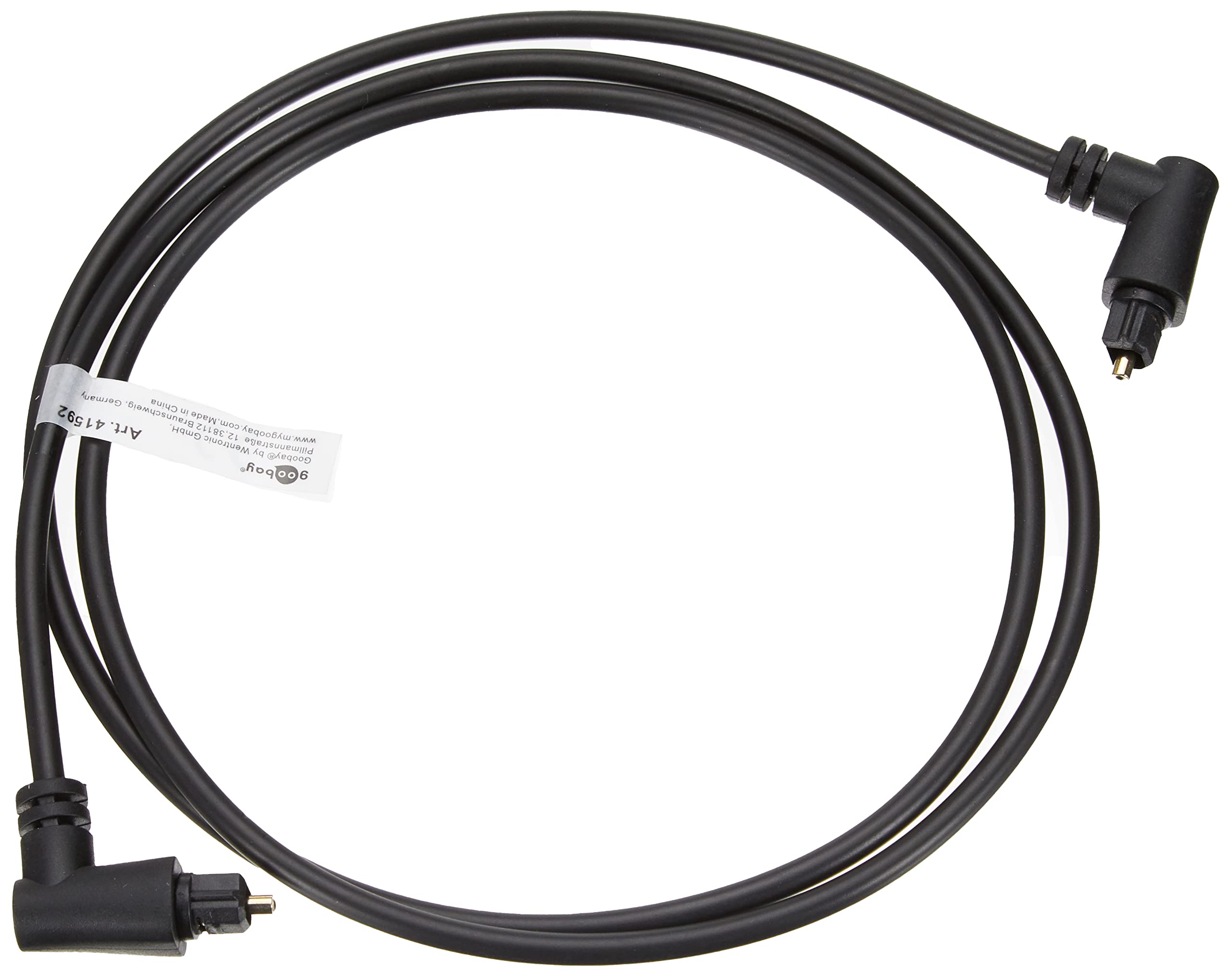 Goobay 41592 Toslink Cable with 90° Connector (360° Rotating Connector), 1 Metre, Fibre Optic Cable Angled on Both Sides, Digital Audio Cable with Best Audio Quality