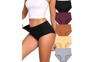 UNDER THE SEA Cotton Underwear for Women High Waisted Full Coverage Soft Briefs Plus Size Women's Panties S-XXXL 5 Pack