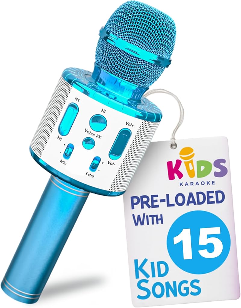 Move2Play Kids Karaoke Microphone Bluetooth Pre-Loaded Songs 20 Nursery Rhymes