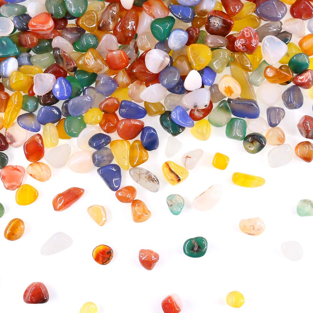 'Swpeet 1Pound Marine Milky Agate Bulk Stone Large Gemstone Crushed Pieces 0.35-0.5'' inch Tumbled Stone Chips Crushed Natural Crystal Quartz Perfect for Jewelry Making Home Decoration', 9 – 15 mm