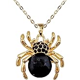 Navachi 18k Gold Plated Opal Crystal Spider Pendant Necklace 16"+2"