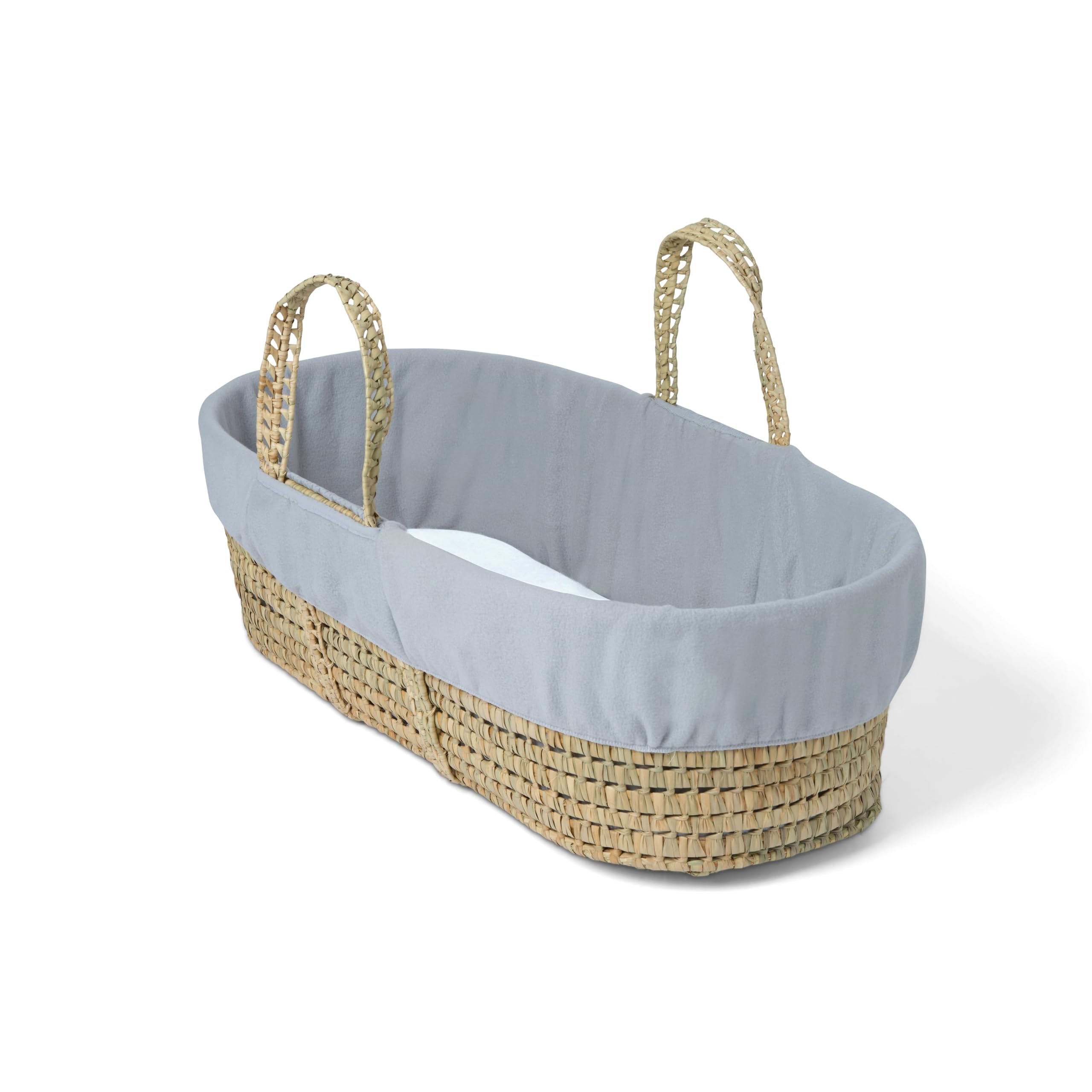 Clair de Lune Fleece Liner for Palm & Wicker Moses Baskets - Grey Melange