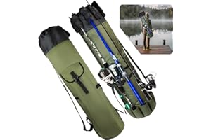 MXiiXM Fishing Rod Bag, Fishing Pole Carrier Case Bag, Durable Oxford Fabric Fishing Bag for Men Fishing Gifts, Portable Fishing Gear and Equipment (Green)