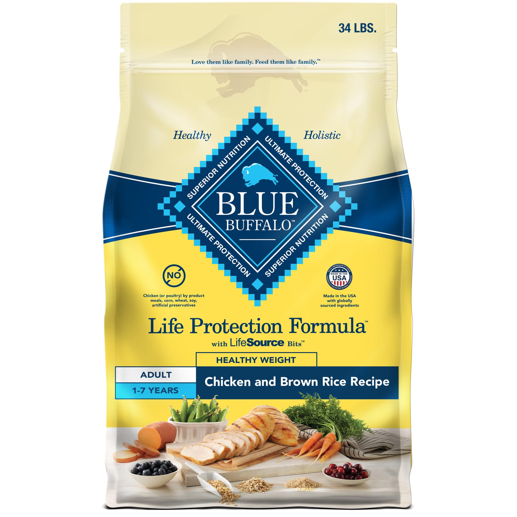 Photo 1 of ***EXPIRED*** ***BEST BY NOV 2*** Blue Buffalo Life Protection Formula Healthy Weight Adult Dry Dog Food, Supports an Ideal Weight, Made with Natural Ingredients, Chicken & Brown Rice Recipe, 34-lb. Bag