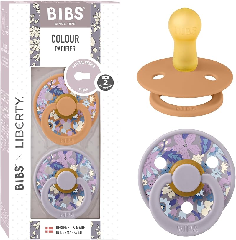 BIBS Liberty Dummies 2 Colour Natural Rubber Latex Soothers Size 2 6+ Months