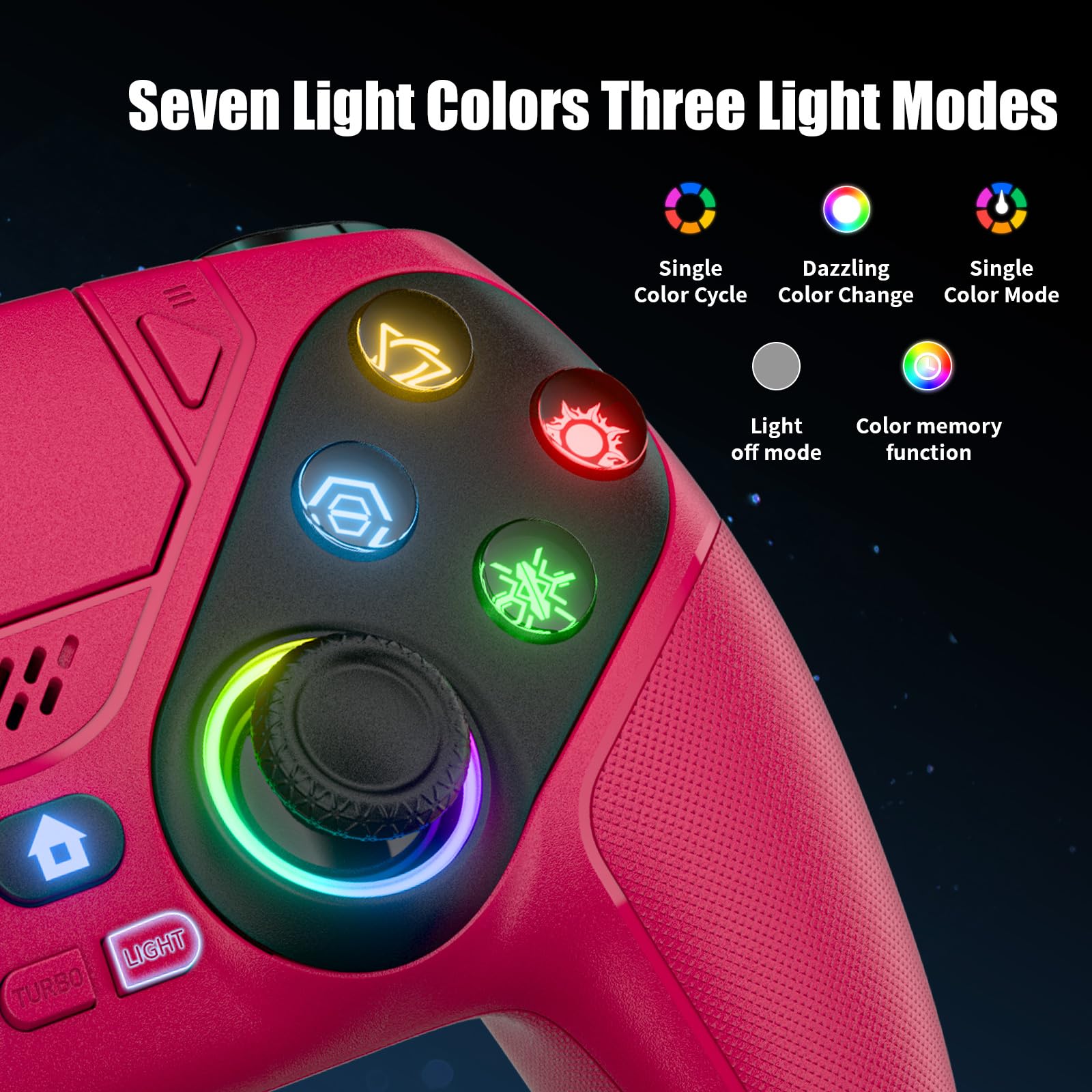 Nonbliep LED for PS5 Controller, for PS5 Slim/Pro/PC, Wireless Controller with 9 Colors RGB Light/Dual Vibration/Turbo/3.5mm Audio Jack/Speaker/Programmable for Playstation 5 Controller