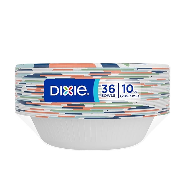 DIXIE SMALL PAPER BOWLS, 10 OZ, 36 COUNT, MICROWAVE-SAFE, SOAK-PROOF, DISPOSABLE BOWLS GREAT FOR SNACKS, DESSERT, AND LIGHT LUNCH MEALS