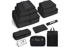 PREZON Packing Cubes for Travel | 10 Set, 8 Set |Durable Luggage Organizer 4 Size(Extra Large, Large, Medium, Small),Comprehensive Cubes for Toiletry,Underwear, Shoe,Travel Essentials,Efficient Women Gifts