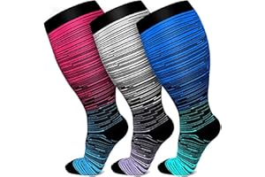 FUELMEFOOT Plus Size Compression Socks for Women Men Wide Calf 15-20 mmHg Extra Large for Circulation Support Recovery