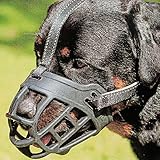 Dog Muzzle,Soft Basket Silicone Muzzles for Dog, Best to Prevent Biting, Chewing and Barking, Allows Drinking and Panting, Used with Collar (1 (Snout 7-8"), Black)
