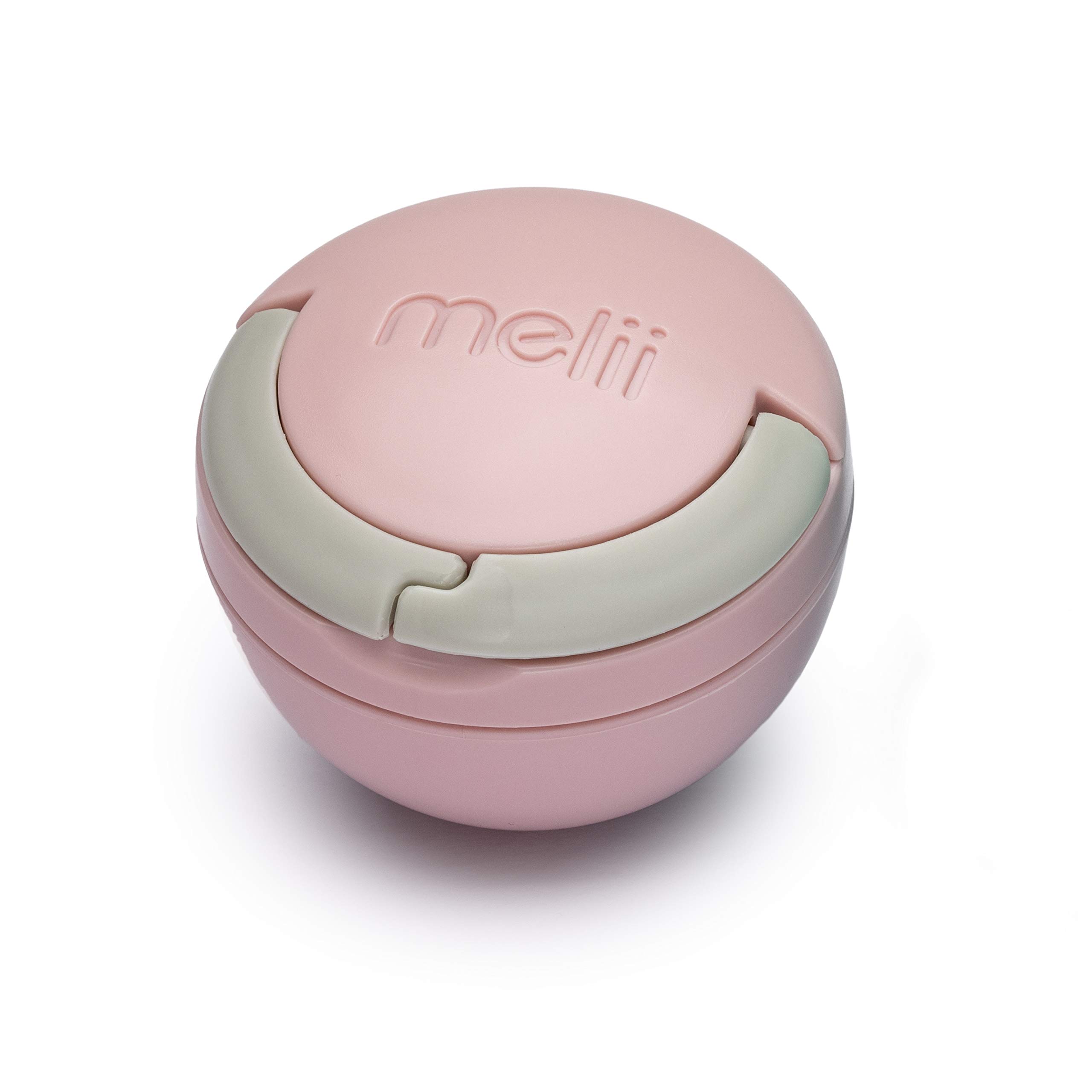 melii Pacifier Pod – Grey & Pink Pacifier Storage Container with Carabiner Clip