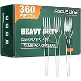 FOCUSLINE 360 Count Clear Plastic Forks Heavy Duty, Solid and Durable Premium Disposable Forks Bulk, Suitable for Catering, Parties, Events and Everyday Use