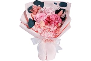 BONSION Preserved Flowers Bouquets, Pink Flowers, Flowers for Delivery Prime, Natural Real Long Lasting Roses and Flowers, Rose Bouquets Valentines Day, Mothers Day, Christmas, Birthday Gifts for Women