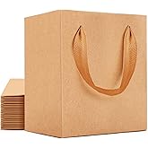 EUSOAR Tiny Gift Wrap Bags in Bulk, 20 Pack 4x2.75x4.5 inches Kraft Paper Bags with Handles, Heavy Duty Totes for Wedding, Grocery, Boutique, Retail, Business, Birthdays
