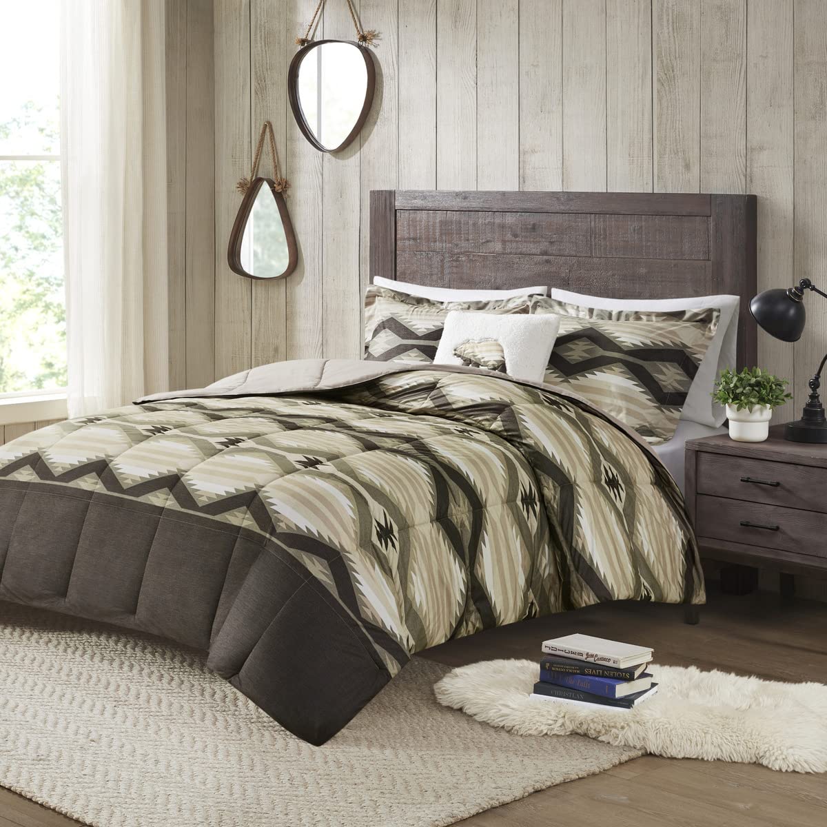 Woolrich Comforter Set, Cabin Lodge, Warm Cover for Colder Season, Modern Cottage-Inspired Down Alternative Ultra Soft Microfiber Bedding, Matching Sham, Southwestern Brown King 4 Piece Image