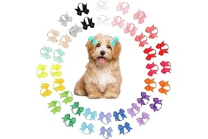 Pet Bows Set – 40‑Piece Bow Clips (36 Bow Clips in 20 Colours + 4 Bonus) 4.5×2.5 cm Assorted Patterns Durable Accessories for