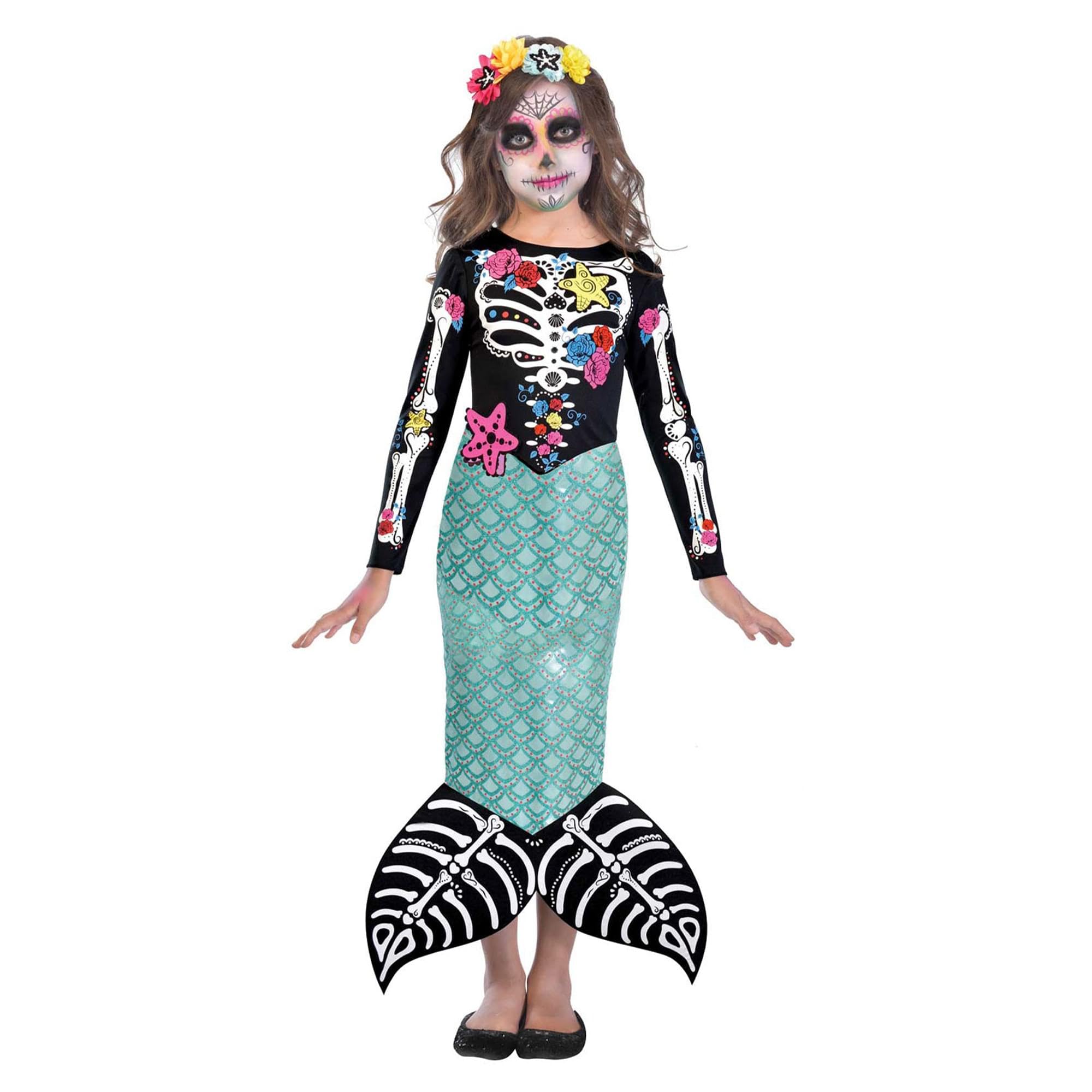 )- 1 to OFFICE needs Check - (PKT) (Fix 2/1000) (9903562) Child Girls Day Of The Dead Mermaid Costume (4-6yr)