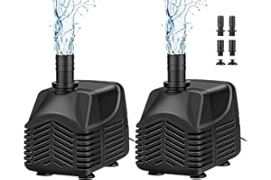 MOSFiATA 2 Pack Submersible Pump (1000L/H,25W), Ultra Quiet 400GPH Water Pump with 7.2ft High Lift, Fountain Pump with 8ft Po