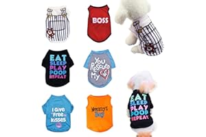 KATOLK 6 Pack Dog Clothes for Small Dogs Boy, Soft and Breathable Puppy Kitten Dog Shirts with Letters for Pet Cats, Summer Dogs' T-Shirts Apparel Sleeveless Vests for Chihuahua Yorkies (boy, M)