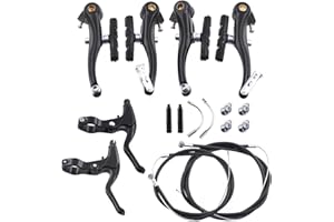 Swpeet 16Pcs Complete Bike Brake Set, Including Callipers Levers Cables, Universal Bike Front and Rear Brake Cable, V Bike Br