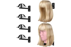 Lhysn Wig Holder For Multiple Wigs, 4pcs Wig Head Stand For Styling , Wig Hanger Display Wig Mannequin Head Wall Mount Metal Rack （Black