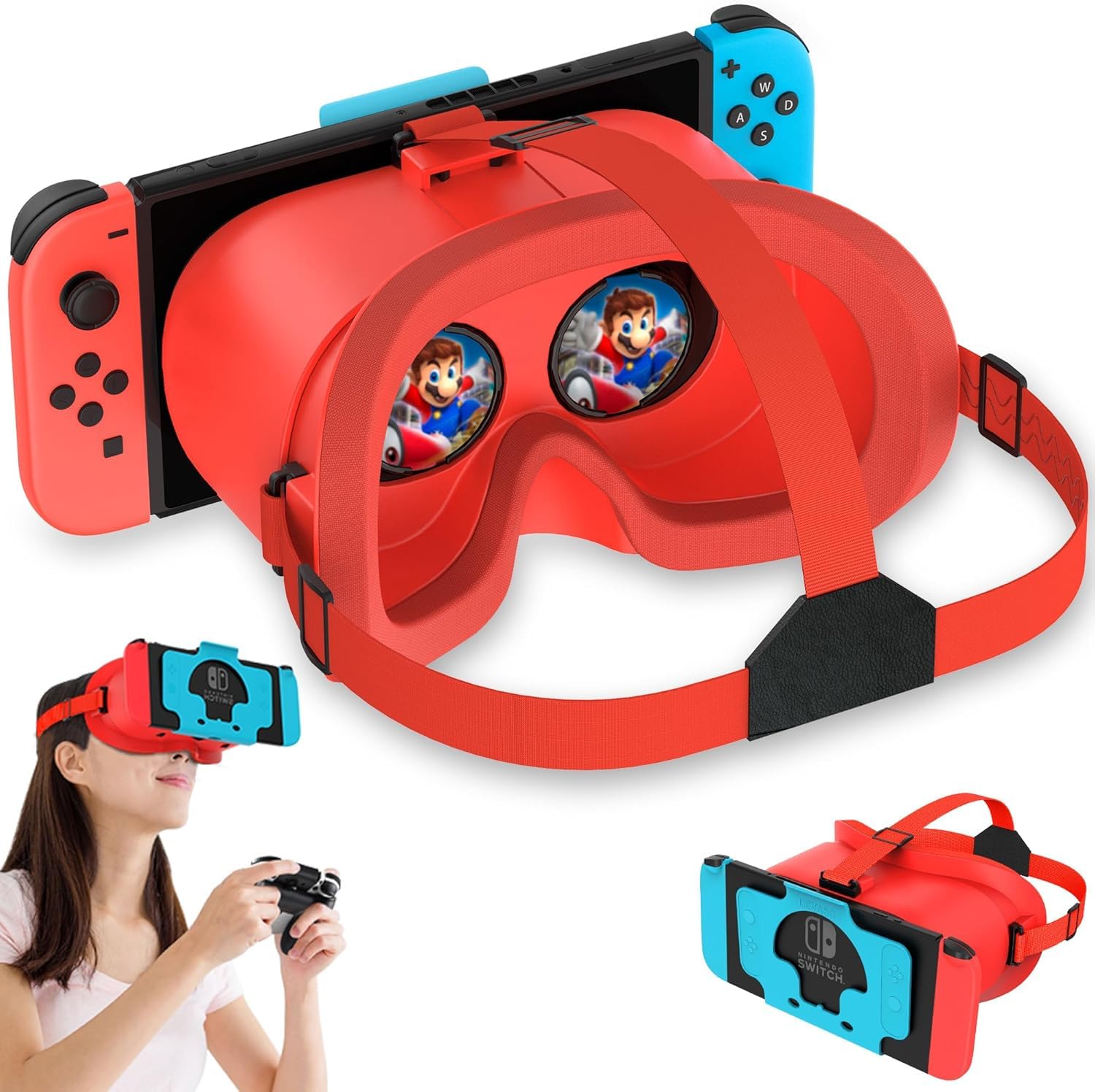 VR Headset for Nintendo Switch & Switch OLED Model, Switch VR Virtual Boy Glasses with Adjustable HD Lenses and Comfortable Head Strap, Labo VR Kit 3D Goggles for Switch Accessories (Orange&Blue)