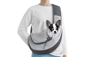 Cuby Pet Sling Carrier for Small Dogs Cats,Drawstring & Zipper & Special Security Hook Triple Designs for Pets' Securty,Breathable Mesh Travel Cat Carrier Bag with Adjustable Shoulder Strap (S Grey)