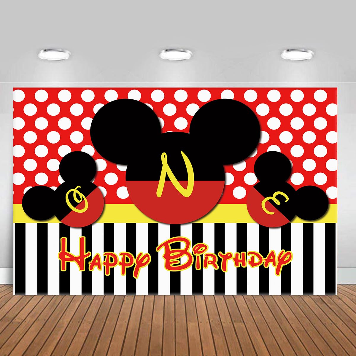 Photo 1 of 5x3FT Cartoon Mouse 1st Birthday Party Backdrop,Mouse Theme Birthday Photography Backdrop Decorations (ONE)