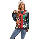 YTWS Ugly Christmas Sweater Women Men Novelty 3D Funny Pullover Crewneck Sweatshirt with Santa Hat for Party