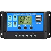 Anern 30A Solar Charge Controller 12V/24V Solar Panel Intelligent Regulator | PWM Auto Parameter Adjustable, Dual USB Port with LCD Display, Timer Setting, Multiple Load Control Modes