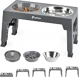 Petace Elevated Dog Bowls for Large Dogs - 5 Heights, 2 Slow Feeder + Stainless