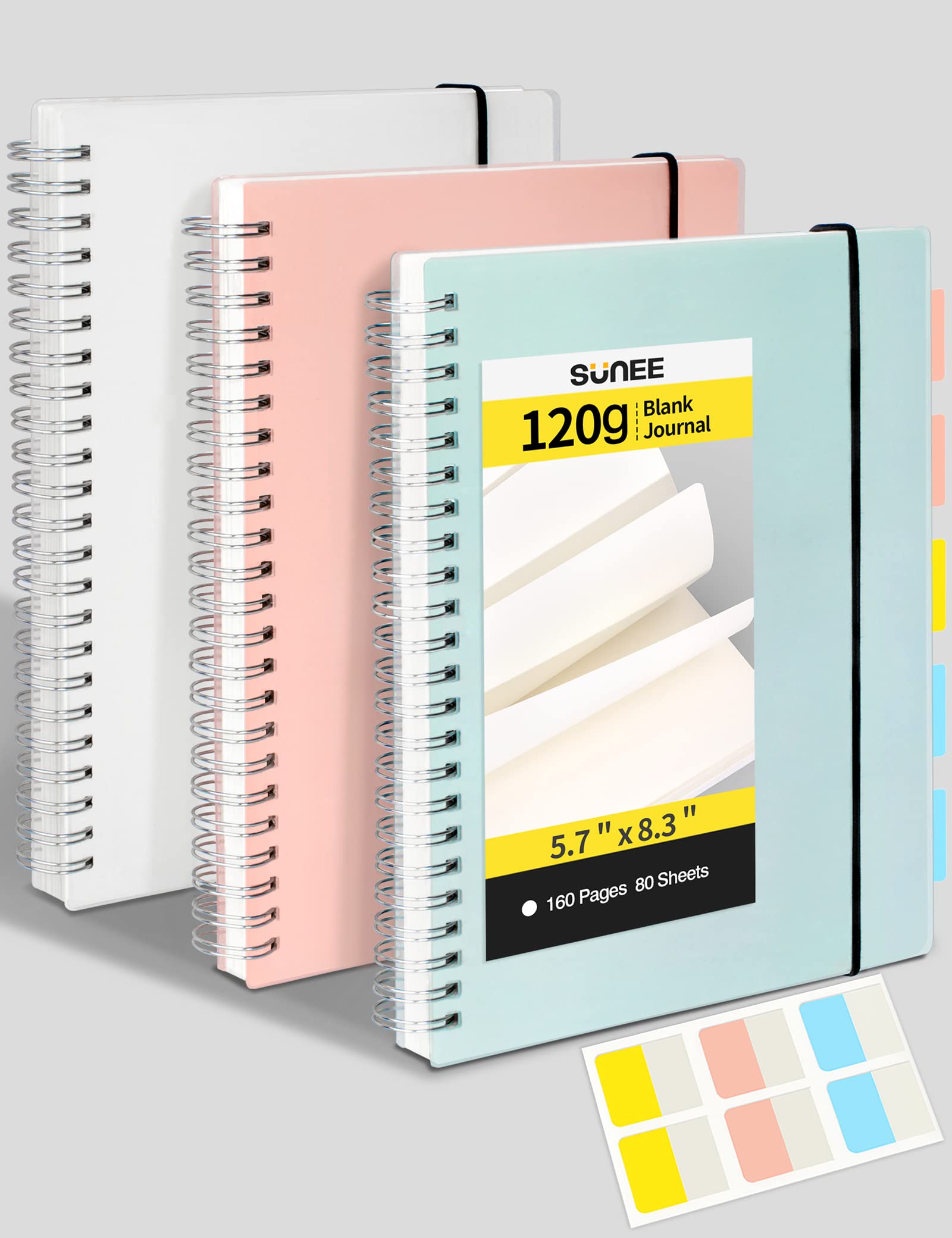 SUNEE Blank Spiral Notebook - 3 Pack A5 Sketch Book