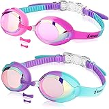 2 Pack Kids Swim Goggles for Toddler Kids Girls Boys Youth(3-14),Anti-Fog Waterproof Anti-UV Clear Vision Water Pool Goggles