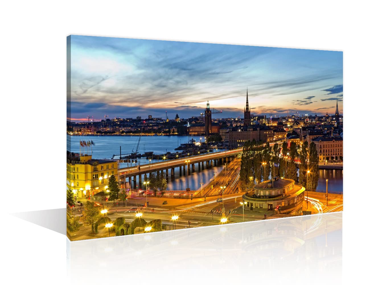 Sweden Stockholm Cityscape Pictures for Bedroom Stockholm Skyline Wall Decorations for Living Room 1 Panel Sweden Stockholm Canvas Wall Art Artwork Home Decor Framed Ready to Hang (12''Wx18''H)