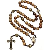 Alexander Castle Our Father Solid Wooden Rosary Beads (Handmade - Brazilian Walnut) with Miraculous Medal Junction - Comes in Velour Gift Pouch