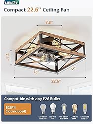 LEDIARY Caged Low Profile Ceiling Fans with Lights