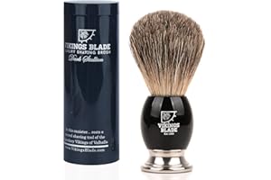 Luxury Shaving Brush for Men by VIKINGS BLADE, Ultra Heavy Acrylic & 316L Steel Handle, Super Strong Knot Backbone, Minimal Shedding, Fast Lather, Extremely Smooth & Plush on Skin (Dark Stallion)